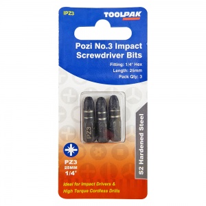 PZ.3 x 25mm Impact Insert Bit Pack of 3